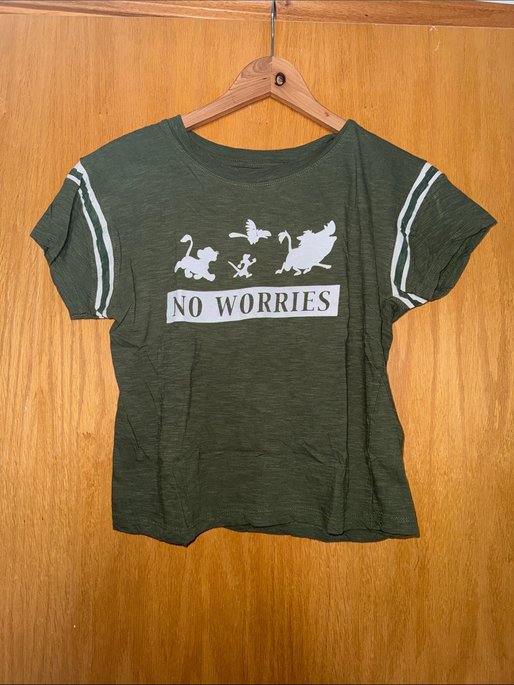 Disney Olive Green 'No Worries' Cropped Graphic Tee